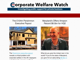 The newsletter of Corporate Welfare Watch for April 2018.